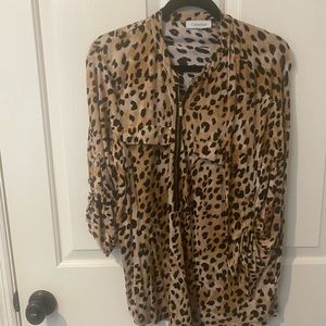 Calvin Klein Leopard Zipper Henley